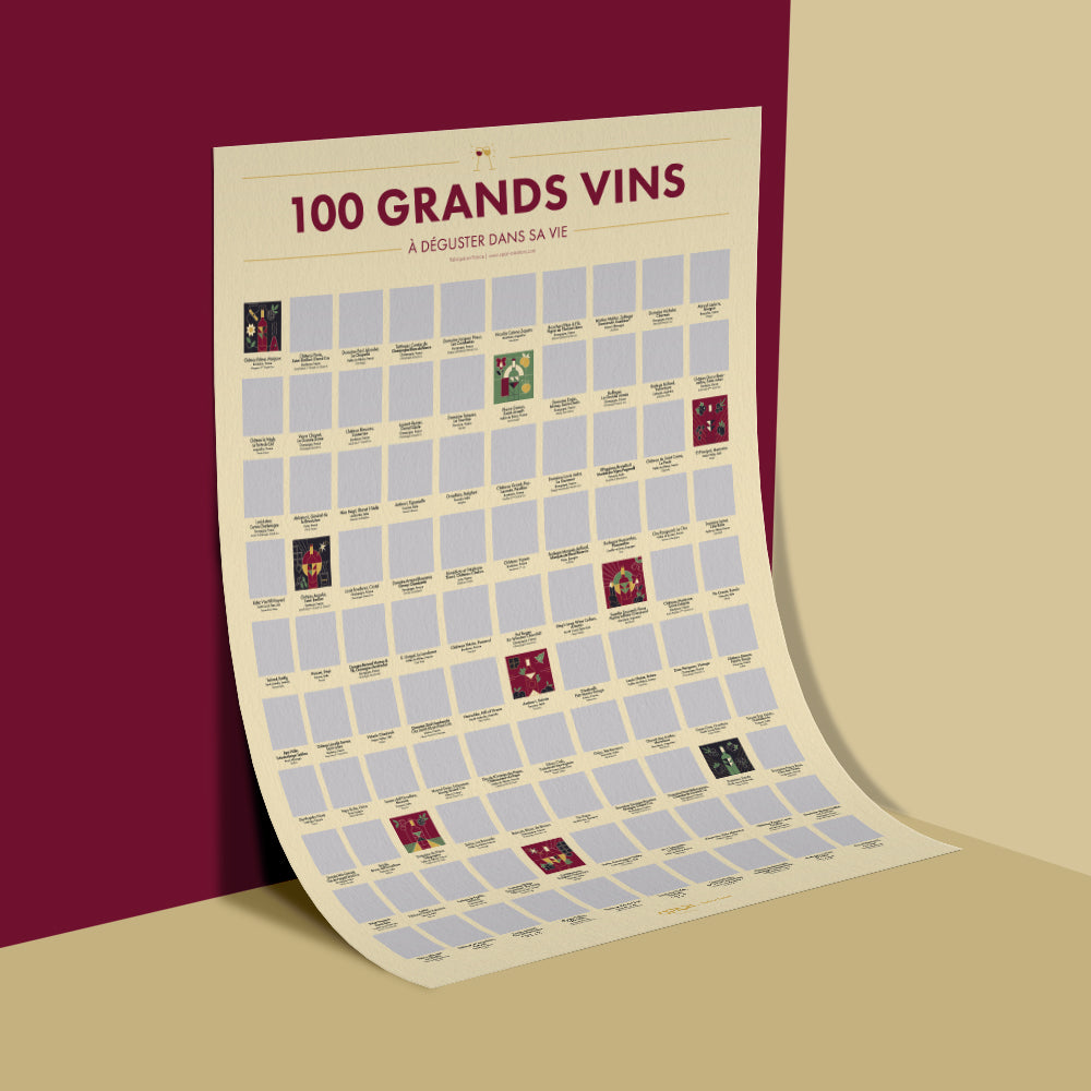 100 vins à boire dans sa vie (Poster à gratter) – La Carte des Vins s