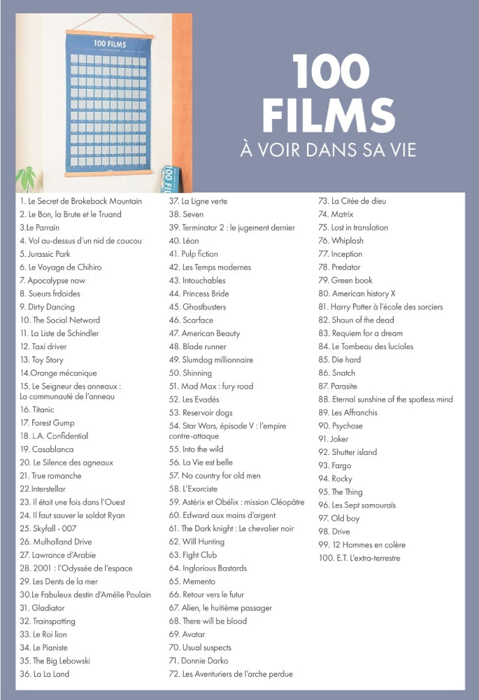 Poster à Gratter 100 Films à voir dans sa vie