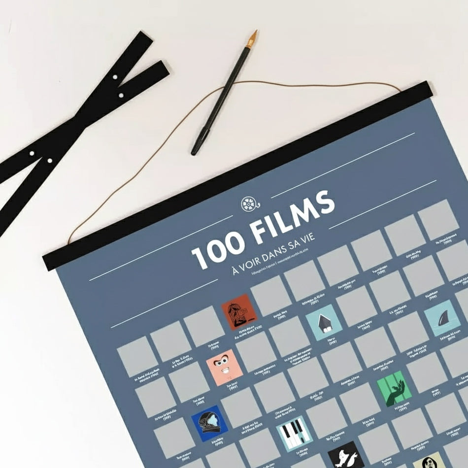 Pack 100 Films à Voir dans sa Vie – Poster à Gratter + Cadre + Stylo
