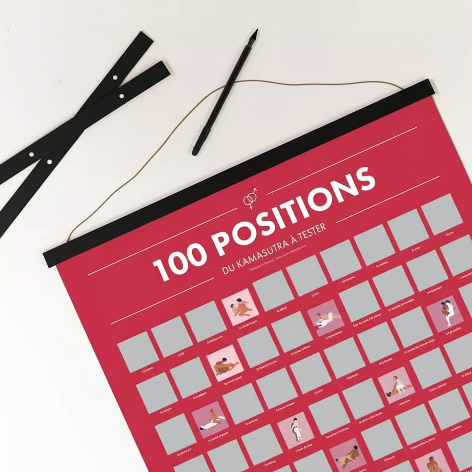 Pack 100 Positions du Kamasutra – Poster à Gratter + Cadre + Stylo