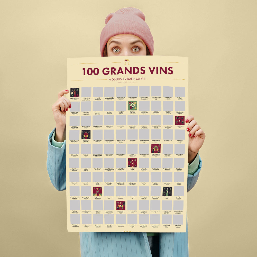 Poster à Gratter 100 Grands Vins à boire dans sa vie