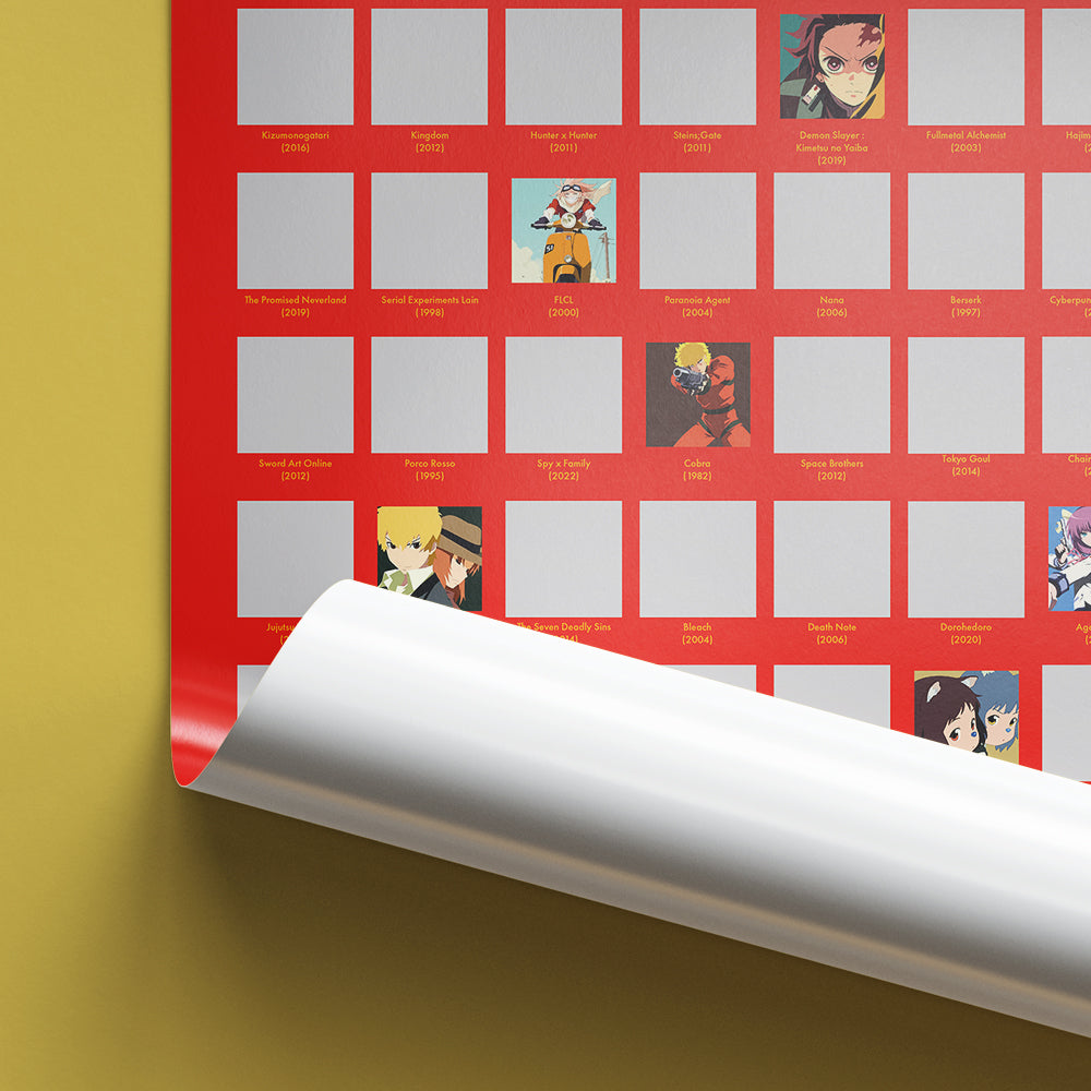 Poster à Gratter 100 Anime à Voir dans sa vie