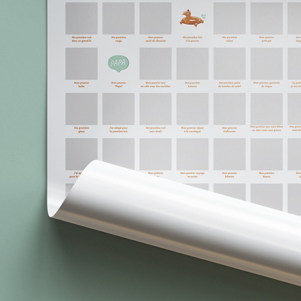 Poster à Gratter 100 Premières Fois de Bébé