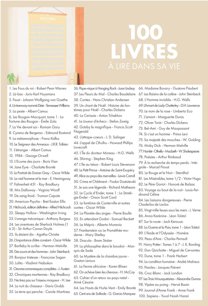 Poster à Gratter 100 Livres à Lire dans sa Vie