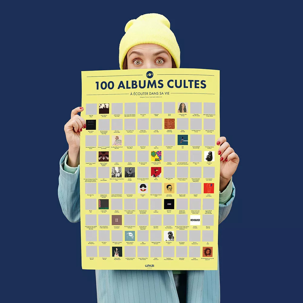 Poster à Gratter 100 Albums à Ecouter dans sa Vie