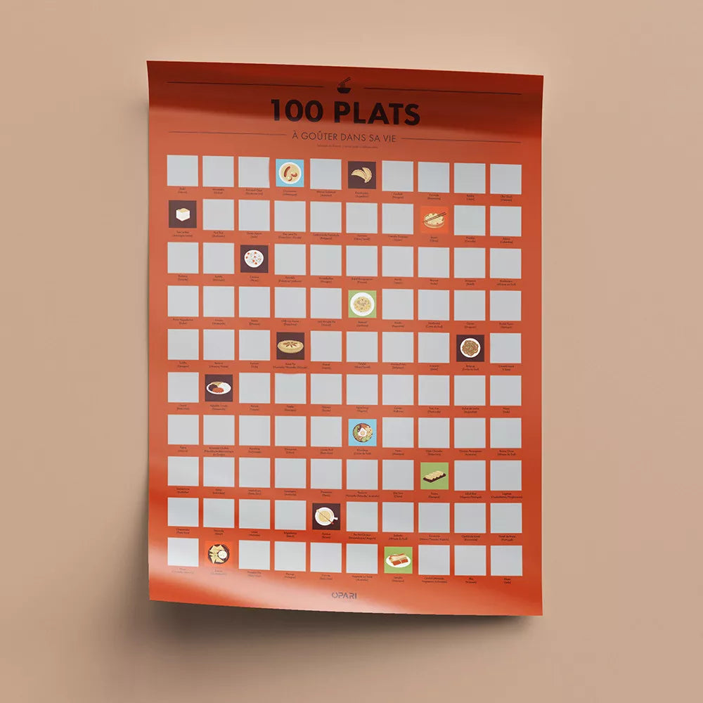Poster à Gratter 100 Plats à Goûter dans sa Vie