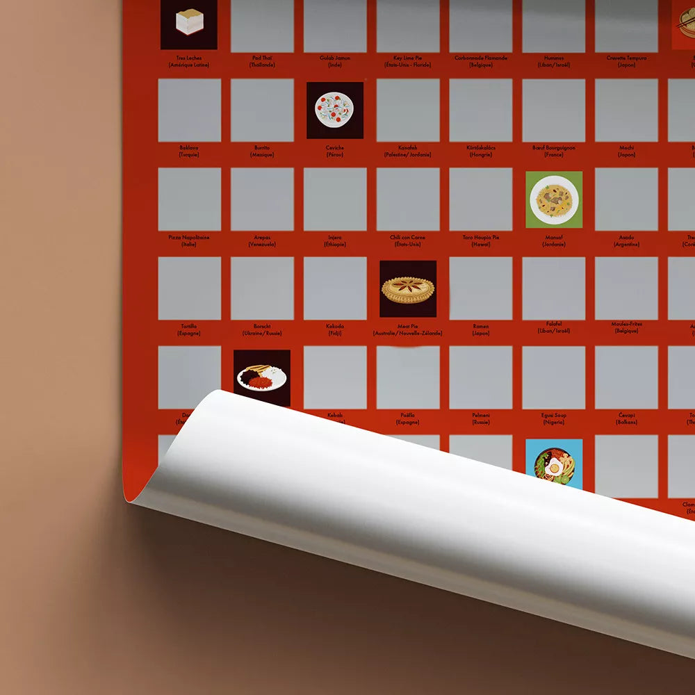 Poster à Gratter 100 Plats à Goûter dans sa Vie