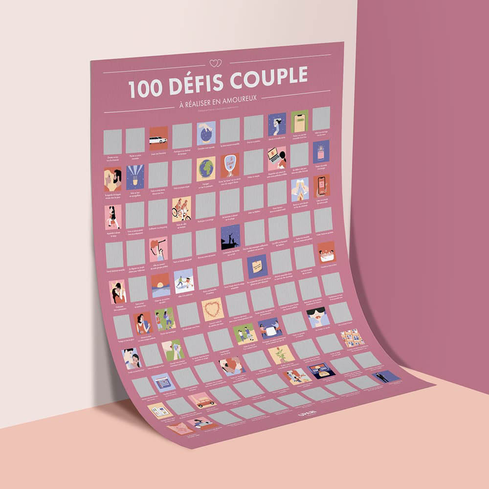 Poster à Gratter 100 Défis Couple à Faire en Amoureux