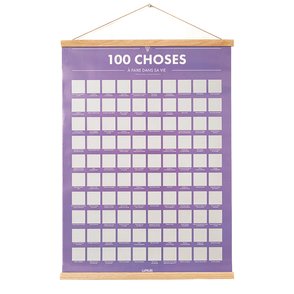 Pack 100 Choses à Faire dans sa Vie – Poster à Gratter + Cadre + Stylo